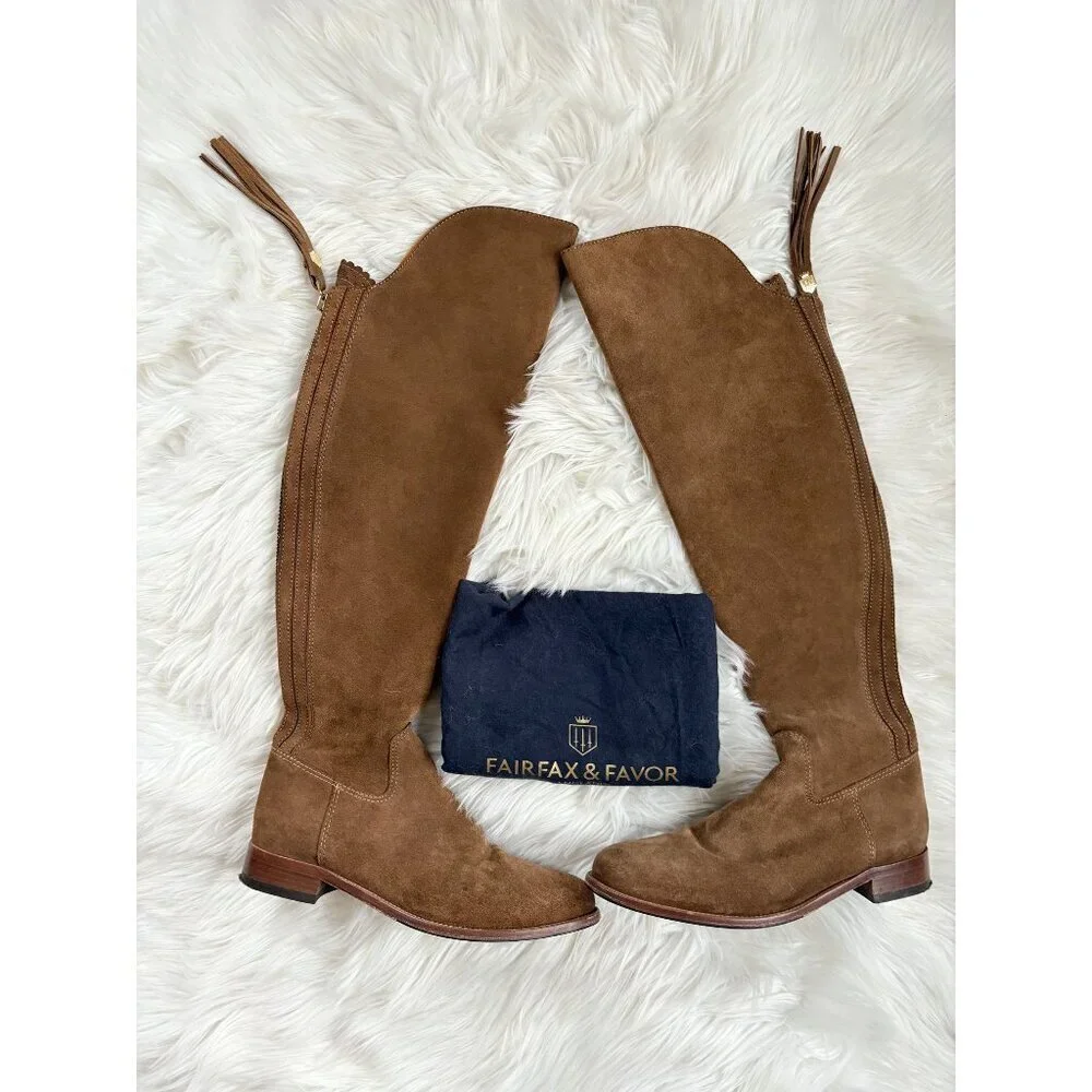 Fairfax & Favor Amira Flat Boot Tan Suede Leather 42 10